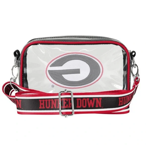 🚨 LAST ONE 🚨GEORGIA BULLDOGS NCAA “Hunker Down” Crossbody Bag ❤️🖤🤍 LAST ONE!! - Picture 3 of 4